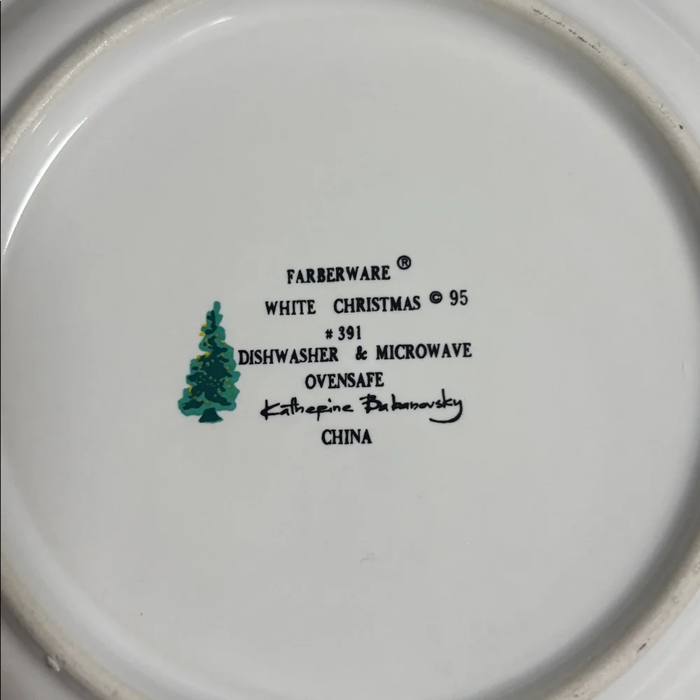 Farberware White Christmas 1995 Winter Scene Dessert Salad Plates - Set of 4 - Picture 7 of 9